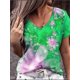 thumbnail image 2 of Camiseta holgada con cuello en V para mujer, Tops de manga corta con estampado Floral 3D, ropa informal para mujer 2022, 2 of 5