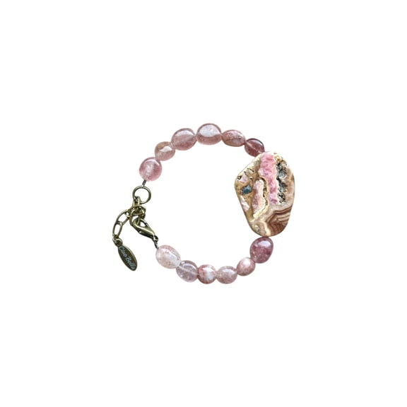 Strawberry Quartz and Rhodonite Stretch Bracelet | A Delicate and Earthy Combination