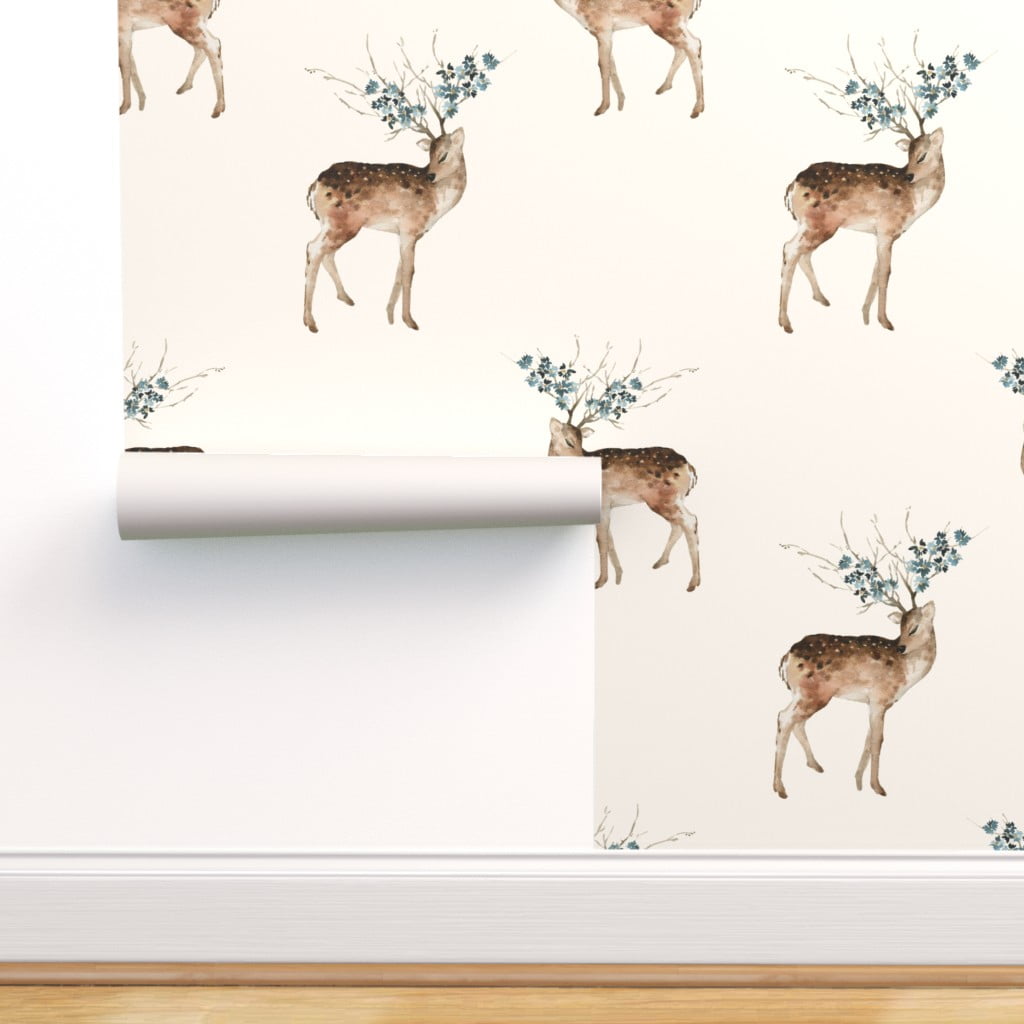 Peel-and-Stick Removable Wallpaper Watercolor Boho Deer Whimsical
