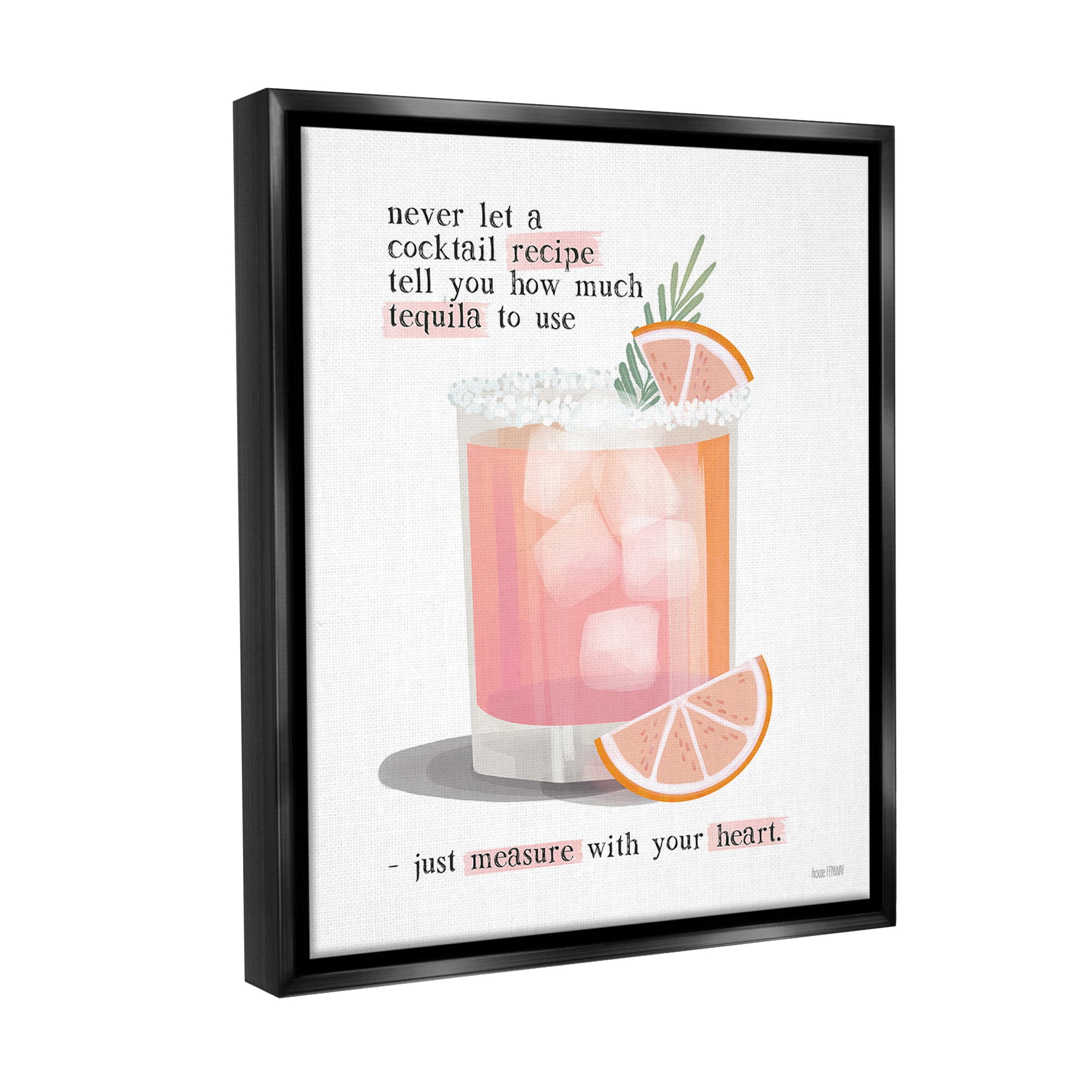 Stupell Industries Measure With Your Heart Food & Beverage Painting Black Floater Framed Canvas Art Print Wall Art, 17 x 21