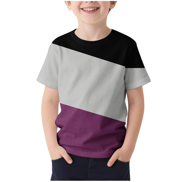 WRKEKC T-Shirts pour Garçons, Hauts d'Été pour Garçons, Hauts d'Été Décontractés pour Enfants à Col Rond Imprimé Respirant Élastique Frais à Manches Courtes