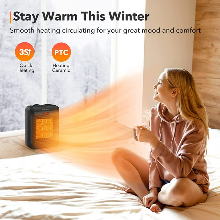 GiveBest Portable Space Heater 1500W Oscillating Electric Heater with Timer  Small Personal Room Heater with Digital Thermostat Fast Heating Ceramic