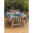 thumbnail image 3 of Outdoor Tablecloth with Umbrella Hole for Patio/Picnic/Party/Camping, Hello Spring Waterproof Table Cloth Rectangle Table Cover Washable, Pastoral Purple Bottle Floral Wooden Plaid (60"x 120"), 3 of 8