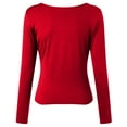 thumbnail image 5 of vigerkar Womens Long Sleeve Twist Front V Neck T Shirts Slim Fit Trendy Shirt Tee (Red, XS), 5 of 6
