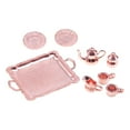 thumbnail image 2 of Kokiya 8 Pieces Dollhouse Miniature Tea Set Doll House Accs Playset Model for 1/12 Teahouse Dining BJD Doll Parts Decor rose gold, 2 of 9