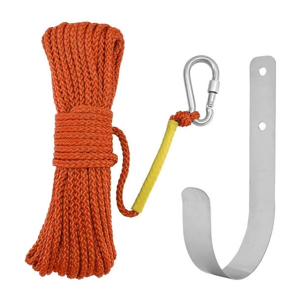 DYNWAVECA Fishing Nylon Rope Set with Spring Hook Multipurpose for Fishing  , Orange