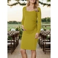 thumbnail image 2 of Side Ruched Pregnancy Dress Long Sleeve Maternity Clothes for Women, 2 of 7