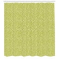 thumbnail image 3 of Earth Tones Shower Curtain, Swirls Curved Tiles in Green Shade Artistic Abstract Floral Style Print, Fabric Bathroom Set with Hooks, 69W X 75L Inches Long, Yellow Green White, by Ambesonne, 3 of 3