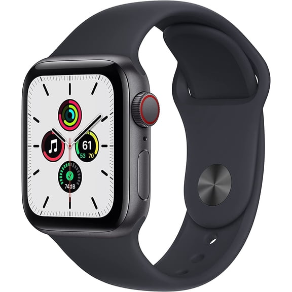 Restored Apple Watch SE Cell 44mm Silver Aluminum - Abyss Blue/Moss Green Sport Loop MKRM3LL/A (Refurbished)