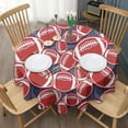 thumbnail image 3 of Red Footballs on Blue Pattern Round Tablecloth 60"x60",Wrinkle Wipeable Table Cloth for Kitchen Dining Room Picnic Patio Party, 3 of 6