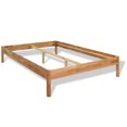 thumbnail image 2 of vidaXL Solid Oak All Wood Double Bed Frame Lacquer Finish Bedroom 2 Sizes, 2 of 6