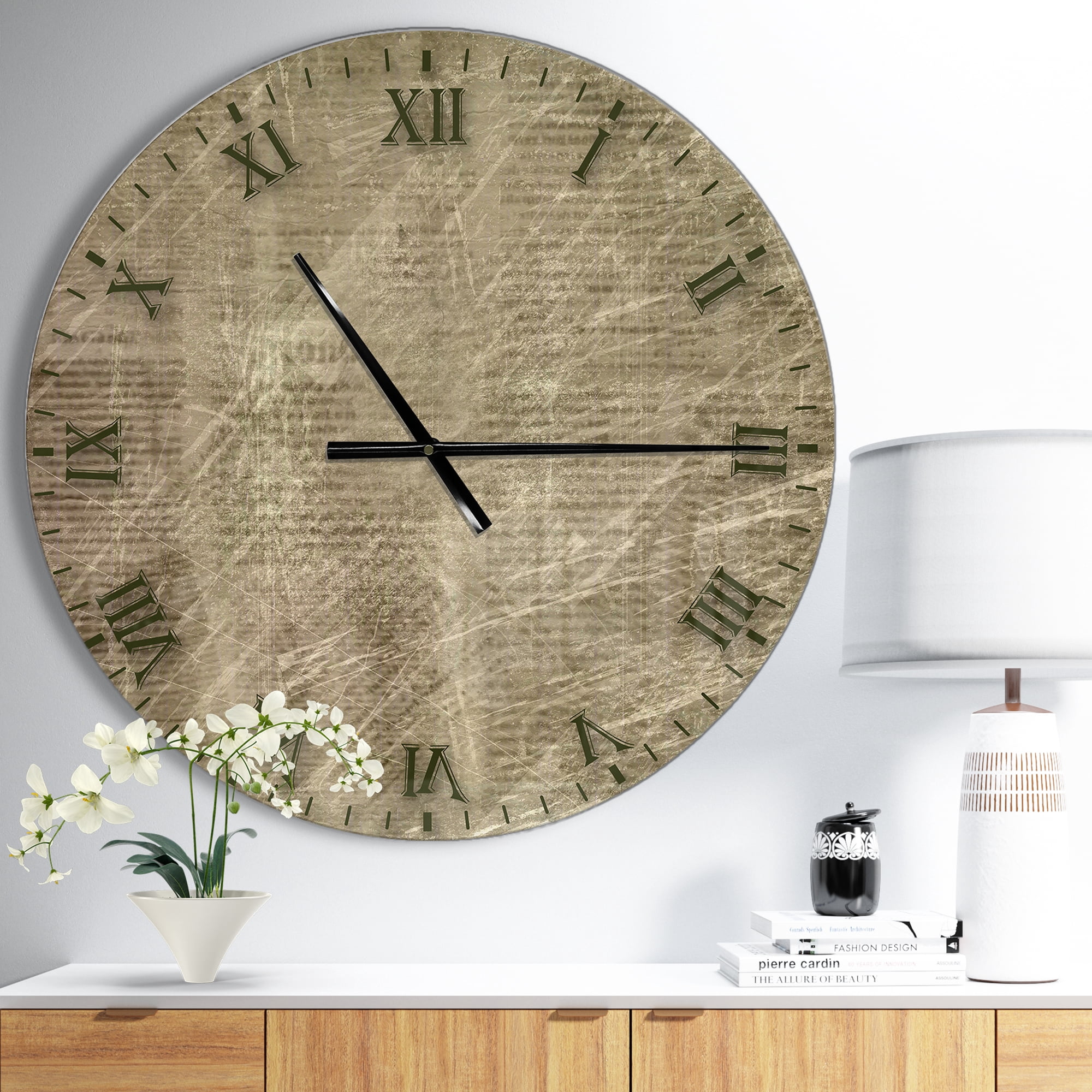 Designart 'Antique Old Paper Style' Metal Wall Clock