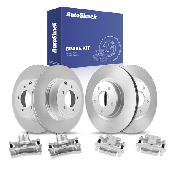 AutoShack Front Vented & Rear Solid Brake Rotors   Calipers 8-PC Brake Kit Replacement for 2007-2017 Jeep Patriot 2007-2017 Jeep Compass 2008-2013 Dodge Avenger 2011-2014 Chrysler 200