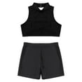 thumbnail image 3 of TiaoBug Flower Girls 2 Pieces Swimsuit Set Criss Cross Back Crop Tank Tops with Shorts Holiday Beach Swimwear Black 12, 3 of 7