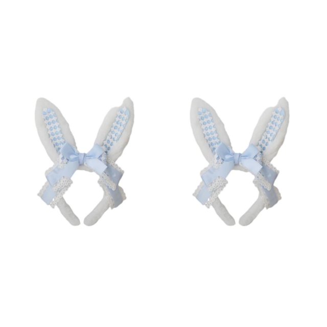 Maytalsory Comfortable Hairband For Girls Hair Accessories Collection Durable Bunny Ears Blue 2Set