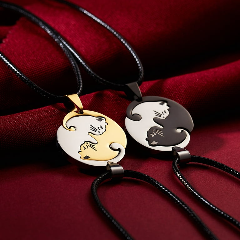 Best Friend Cat Matching Necklaces Gold & Silver