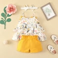 thumbnail image 4 of Toddler Girls Sleeveless Ruffles Sunflower Prints T Shirt Tops Vest Shorts Headbands Outfit Girl Summer Clothes, 4 of 6