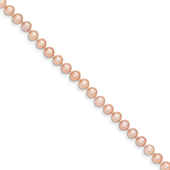 14K Yellow Gold necklace Pearl Freshwater Near Round Pink 18 in 4.5 mm