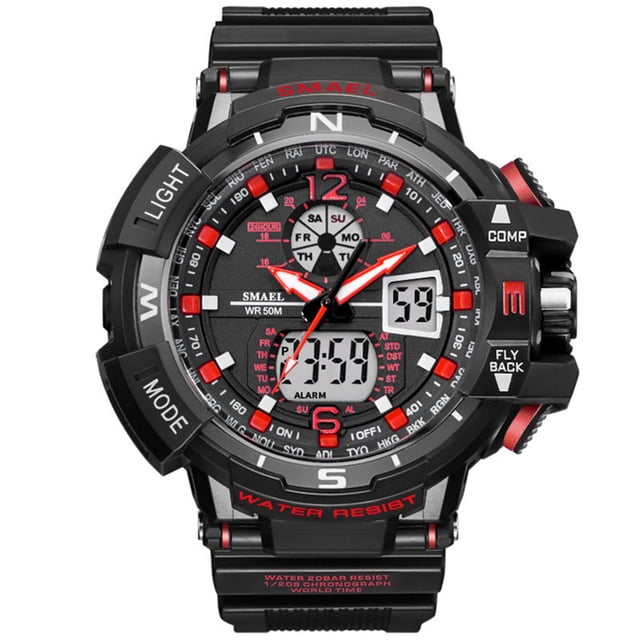SMAEL 1376C Reloj de pulsera deportivo para hombre, resistente al agua, multifuncional, de cuarzo y electrónico