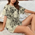 thumbnail image 6 of Kdxio Vintage Floral Print Pajamas Sets for Women Short-Sleeved Pjs with Lounge Shorts Two Piece Sleepwear S-4XL, 6 of 8