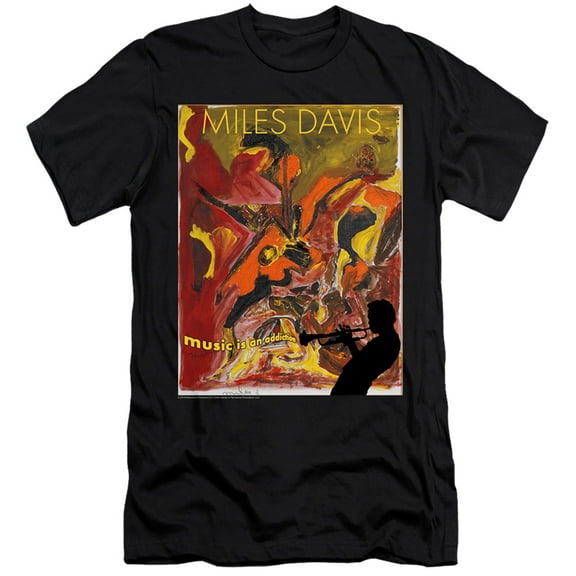 Miles Davis Music Is An Addiction Premium Adult 30/1 T-Shirt Black