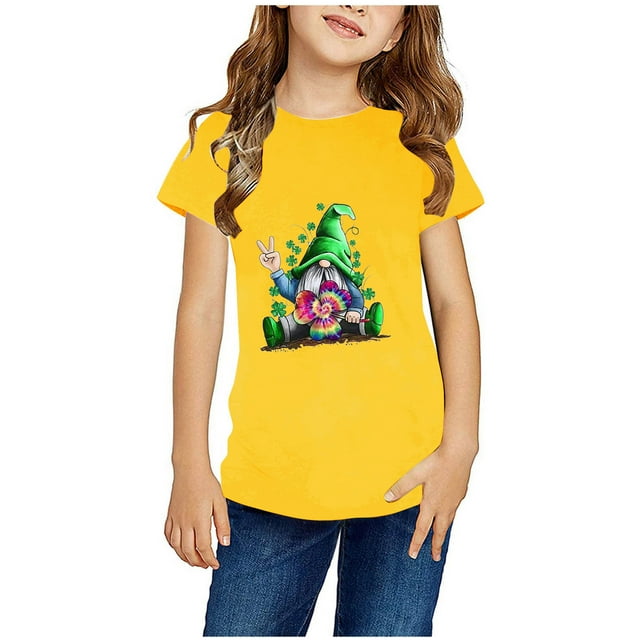 Qiopertar Haut à Manches Courtes Imprimé Col Rond Mignon Mode pour Enfants Garçons Filles en Solde à Moins de 5$ en Solde