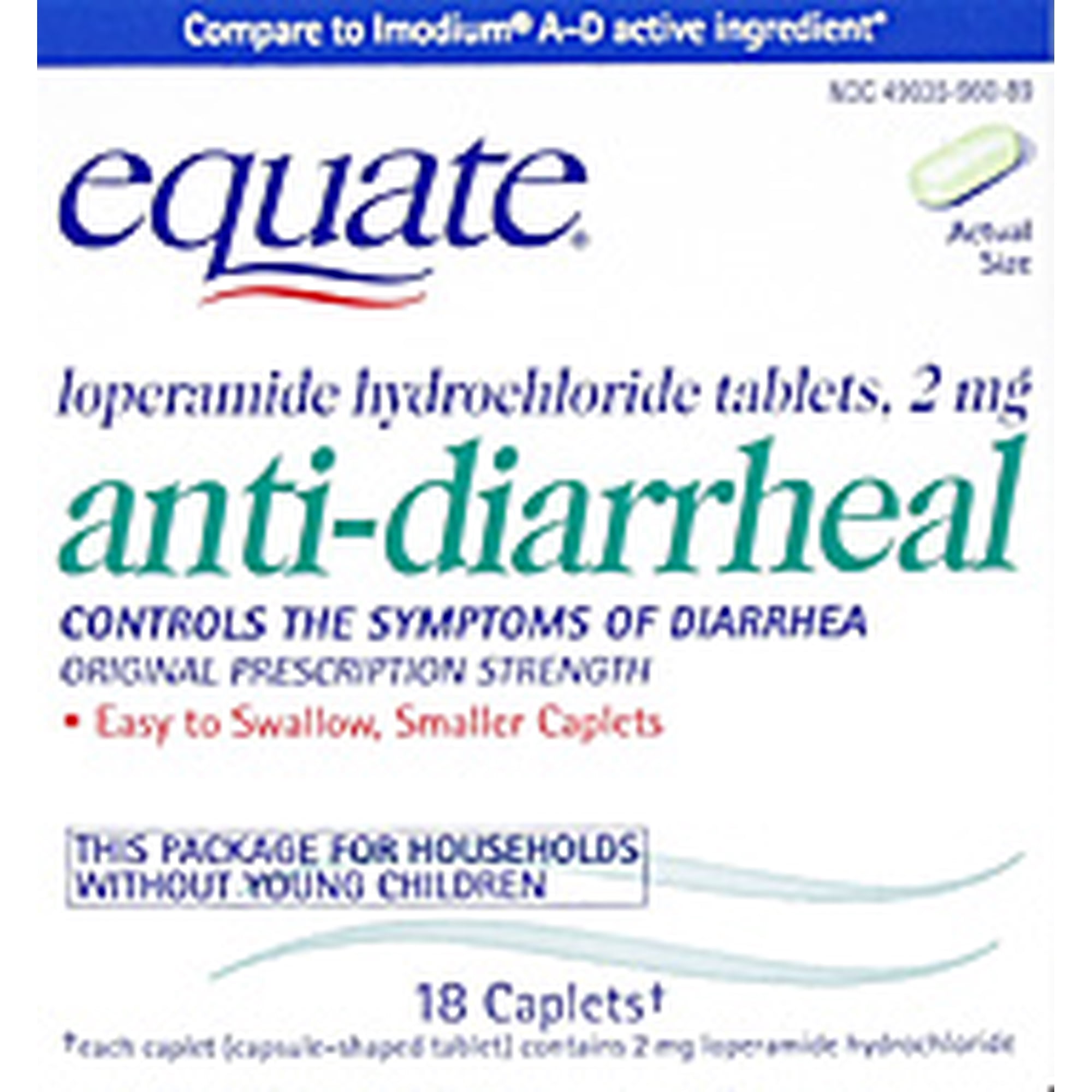 Equate Anti-Diarrheal Micro Tablets, 2 mg, 18 Count