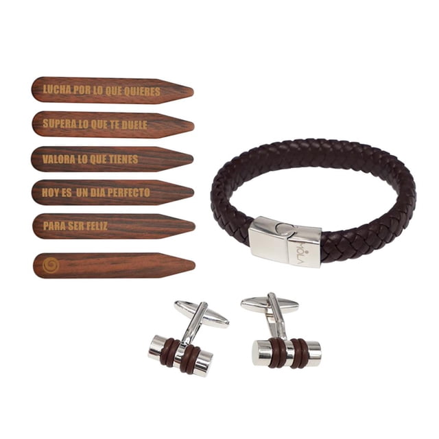 Set de joyeria MOLA Accesorios para caballero Madera Café