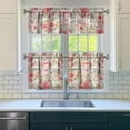 thumbnail image 3 of Kitchen Curtains and Valance Set 24 Inch Tier Pioneer Colorful Floral Curtains Small Drapes for Cafe Living Room Bathroom Farmhouse 3 Pieces Set Rod Pocket, 3 of 6