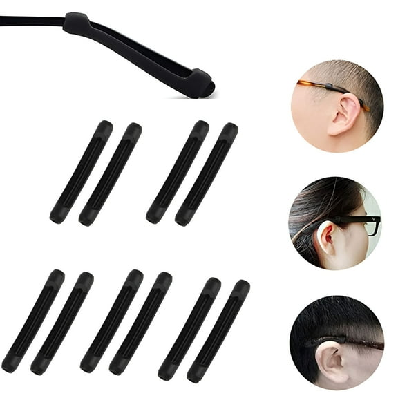 GASTROPOD Eyeglass Temple Tips Sleeve Retainer, 5 Pairs Soft Silicone Eyeglass Retainer Eyeglass Ear Cushions, Non-Slip Elastic Ear Grip Hooks for Eyeglasses, Reading Glasses, Sunglasses