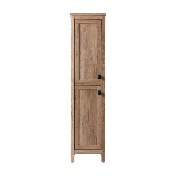 Elegant Kitchen and Bath 16 Inch Wide Bathroom Linen Storage Freestanding Cabinet In Natural Oak