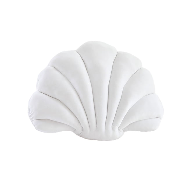 ¡Oferta Tainini! Cojín decorativo con forma de concha, inserto 3D, cojín playero de terciopelo suave, decoración oceánica, cojines para sofá cama (blancos)