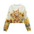 thumbnail image 6 of Xoenoiee Cat Sunflower Print Girls Crop Shirts Casual Long Sleeve Crewneck Loose Sweatshirts Pullover Tops Fall Outfit, 11-12 Years, 6 of 7