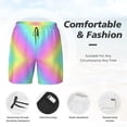 thumbnail image 3 of Men's 2 in 1 Swim Trunks with Compression Liner Rainbow Stripe Quick Dry Beach Shorts, 3 of 6