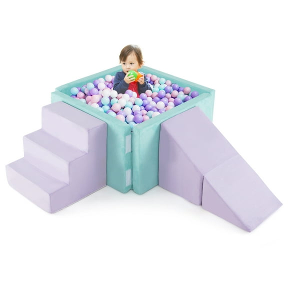 Gymax 3-in-1 Foam Climbing Blocks for Toddlers w/ Ball Pit for Climbing Crawling