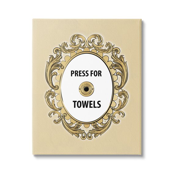 Stupell Industries Press For Towels Ornate Bell Typography Painting Gallery Wrapped Canvas Print Wall Art