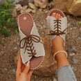 thumbnail image 2 of Hopeusnice Slippers for Women Non-Slip PU Materials Summer Shoes Soft Breathable Open Toe Flat Heel Trendy Women's Slippers Roman Boho Style Shoes for Beach Lightweight Walking Shoes Beige 40, 2 of 9
