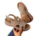 thumbnail image 4 of HAJWOH Orthopedic Sandals for Women Non Slip Slip on Arch Support Flat Wedge Sandals Breathable Walking Shoes 2026 New Beach Foam Shoes Khaki 41, 4 of 5