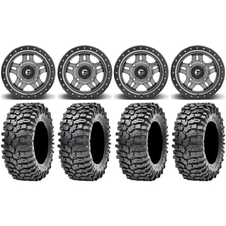 Fuel Anza Gunmetal 14 Wheels 30 Roxxzilla Tires Kawasaki Mule Pro FXT