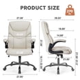 thumbnail image 2 of GlasFlength Ergonomic Office Chair PU Leather Home Office Desk Chairs with Flip-Up Armrest Mid Back Comfy Executive Computer Chair with Adjustable Lumbar Support Swivel Wheels, Cream/Flip-up Armrest, 2 of 6