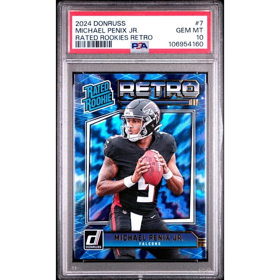 Graded 2024 Panini Donruss Michael Penix Jr #7 Rated Rookies Retro Rookie RC Football Card PSA 10 Gem Mint