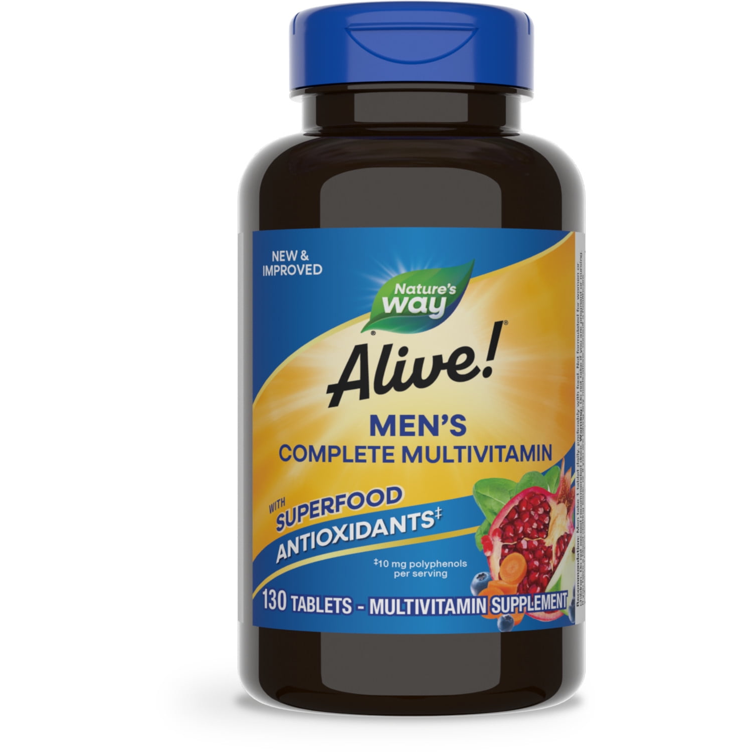 Nature's Way Alive! Men's Multivitamin Tablets, Supports Energy Metabolism*, B-Vitamins, 130 Count