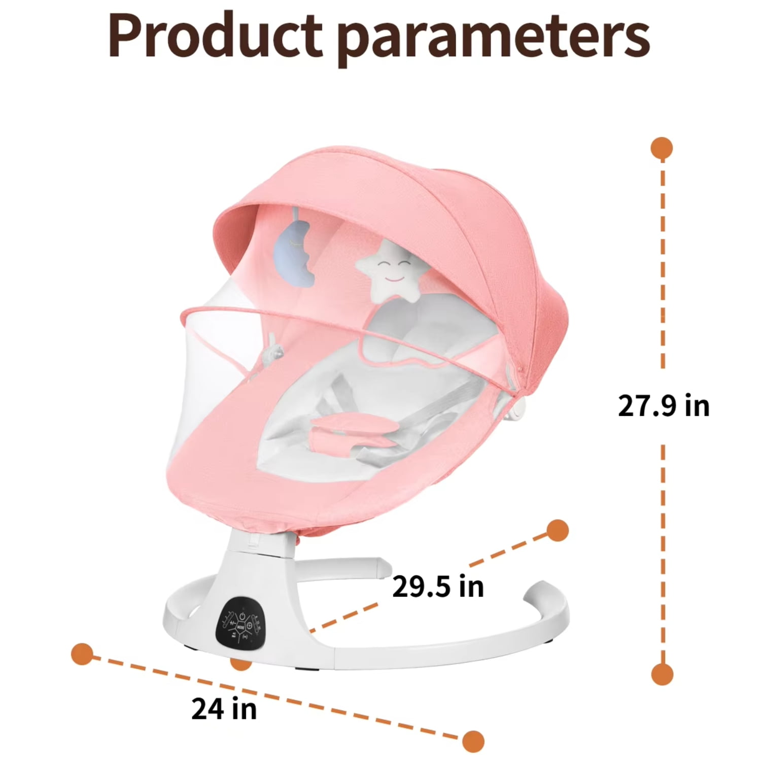 HAOUUCYIN Baby Swing, Infants Rocker with 5 Swing Speeds, 3 Seat Positions, bluetooth Music, Pink