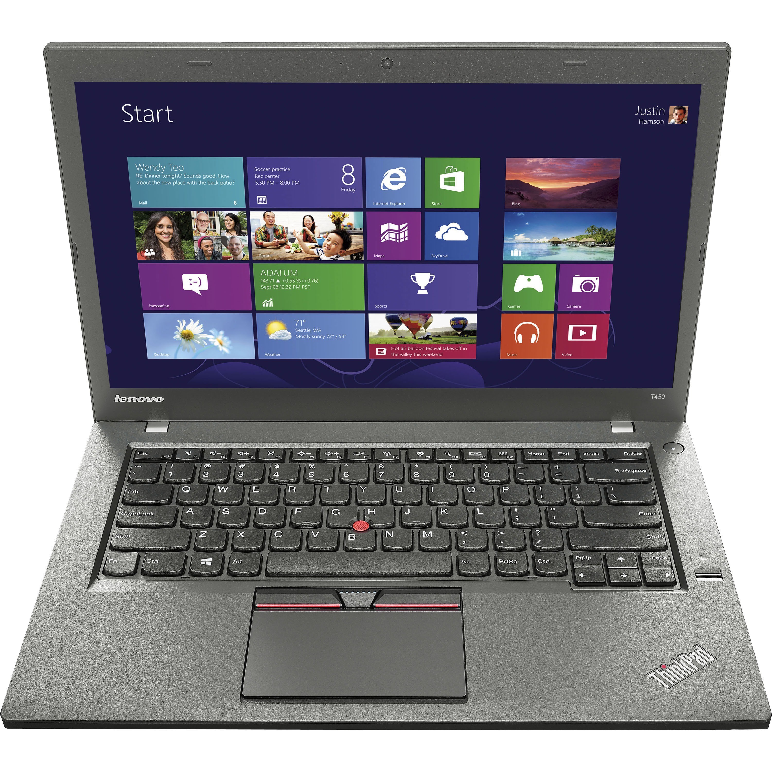 Lenovo ThinkPad 14" Laptop, Intel Core i5 i5-5300U, 8GB RAM, 180GB SSD, Windows 7 Professional 