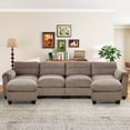 thumbnail image 2 of Bonzy Home Canapé Sectionnel Modulaire pour Salon Canapé en Forme de U avec Ottoman Brun, 2 of 8