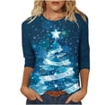 thumbnail image 2 of Luxalzxs Womens Christmas Tops 3/4 Sleeve Plus Size Sparkly Christmas Tree Graphic T-Shirts Casual Crewneck Holiday Vacation Blouses, 2 of 5