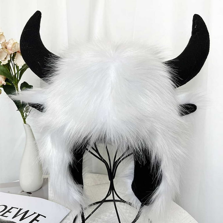 Buffalo Fur Hat With Horns Buffalo Horns Winter Hat