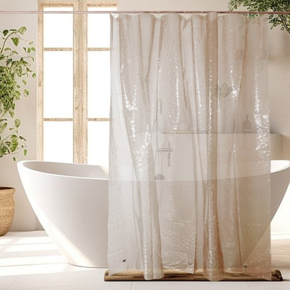 Unique Bargains 1 Set Waterproof Shower Curtain Liner EVA Shower Curtain with Bottom Magnet 78.74"L x 70.87"W Brown