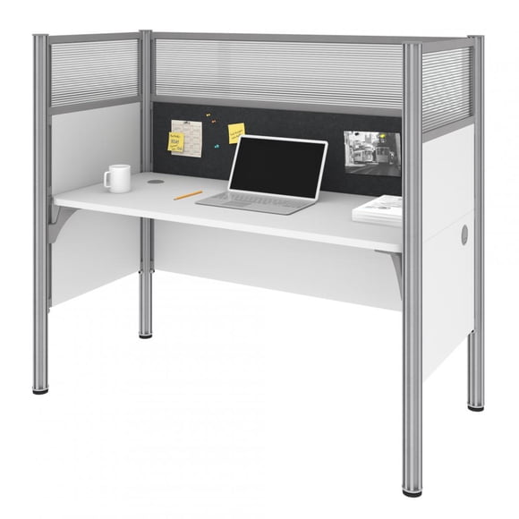 Bestar Pro-Biz Cubicule de Bureau Simple avec Panneau d'Adhérence Gris - Blanc