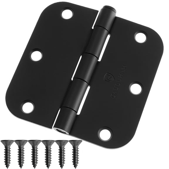 Cauldham (24 Pack) Heavy-Duty 3-1/2" Interior Door Hinges with 5/8" Radius Corners - Black